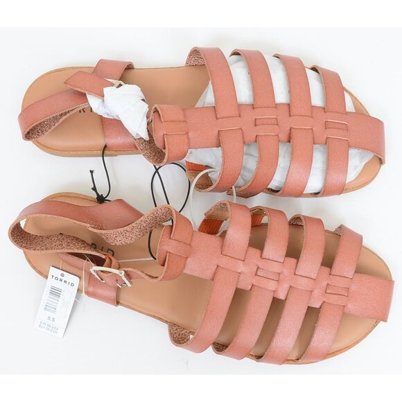 Torrid Faux Leather Fisherman Caged Sandal Size 8.5 WIDE (WW) Flats Boho NEW - Picture 2 of 7